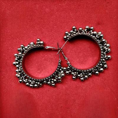 Oxidized ghungroo hoop earrings for women n girls | Fusion Vogue