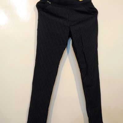 Buy Grey LivIn Striped Straight Formal Pants Online | FableStreet