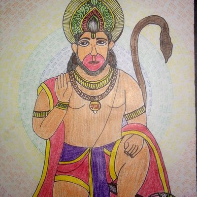 Hanuman ji canvas painting : Aastha Sharma: Amazon.in: Home & Kitchen