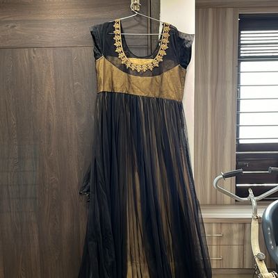 Buy Golden,Black Color Silk Anarkali Suit at Amazon.in