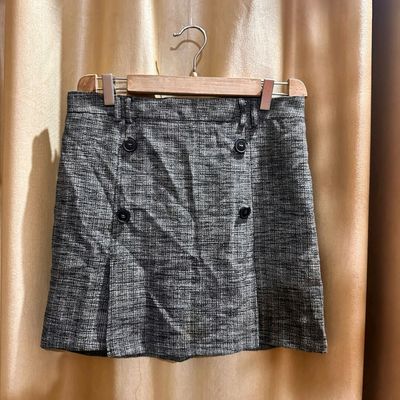 Plaid High Waist Skirt with Buttons 7a0015