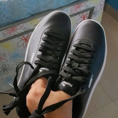 Puma black sale leather sneakers