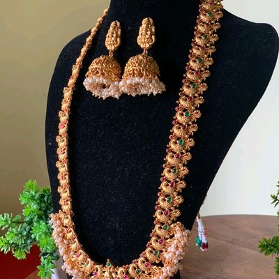 Buy Antique South Indian Necklace With matte gold Plating 201336 | Kanhai  Jewels