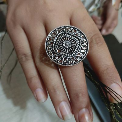 Oxidized Stone Rings Indian silver Plated Multicolor adjustable finger ring  Ethn | eBay