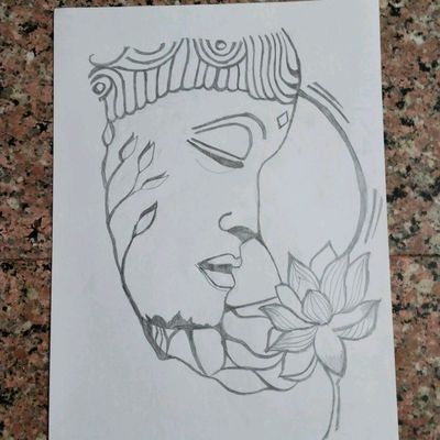 Beautiful-Pencil-Drawing-Of-Lord-Buddha-Ji