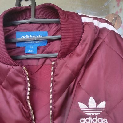 Adidas maroon clearance bomber jacket