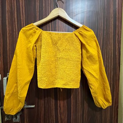 Mustard crop top new deals look