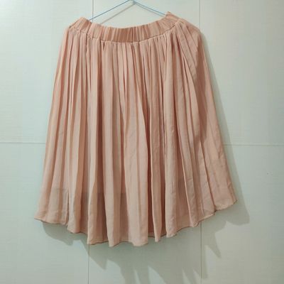 Shorts & Skirts | Beige Colour Pleated Skirt | Freeup