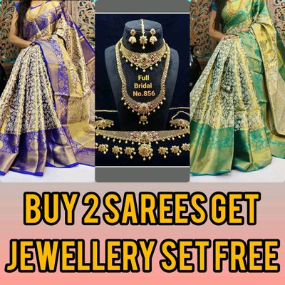 Cotton Black Party Wear Saree with Jewellery Set at Rs 850 in Surat