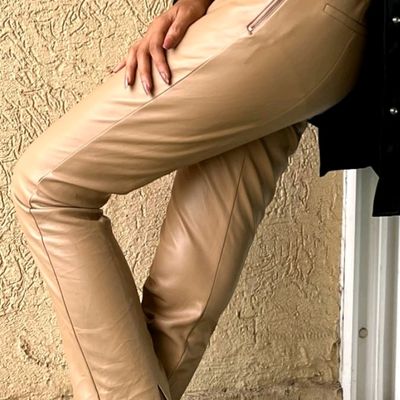 Jeans & Trousers, Zara Nude High Waisted Leather Pants