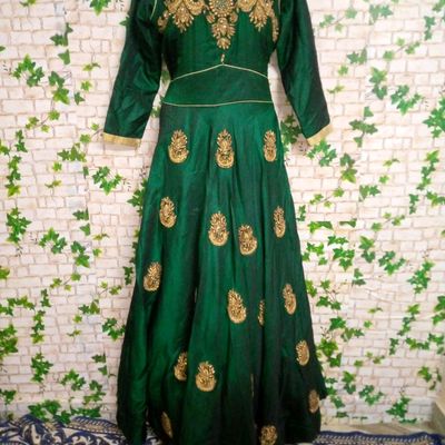 Dark Green Fully Heavy Designer Zari Work All Over Festive Special Anarkali  Gown - Indian Heavy Anarkali Lehenga Gowns Sharara Sarees Pakistani Dresses  in USA/UK/Canada/UAE - IndiaBoulevard
