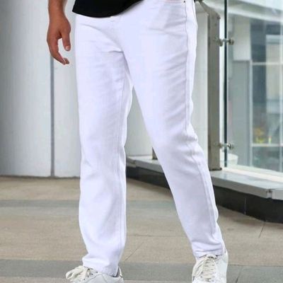 Men's Cotton And Linen Elastic Waist Blended Breathable Comfortable Soft  Beach Casual Trousers Full Length Pants Wide Leg ,White,S - Walmart.com
