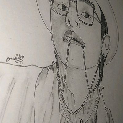 taehyung/v sketch from a week ago! 💞 i haven't posted in a while so i  figured i should probably do that 😂 feedback is appreciated : r/bangtan