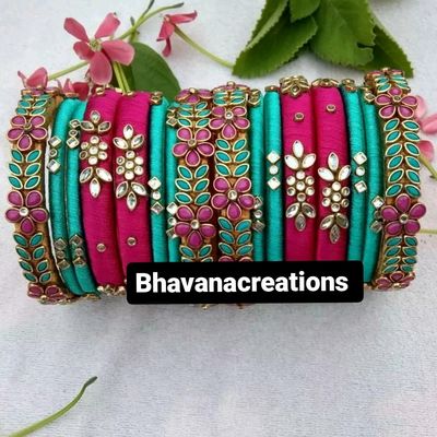 Silk thread kundan best sale bangles design