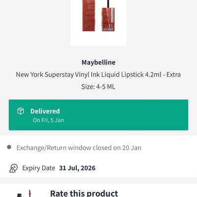 Maybelline Superstay Vinyl Ink Liquid Lipstick, Extra, 4.2ml