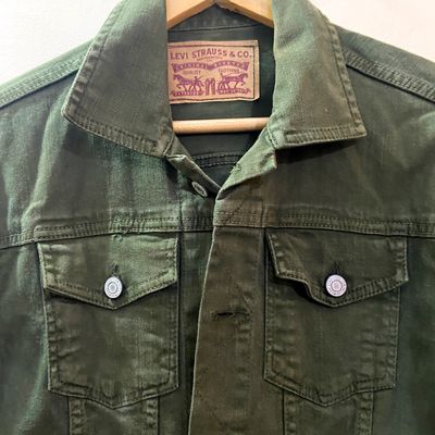 Levi green denim on sale jacket