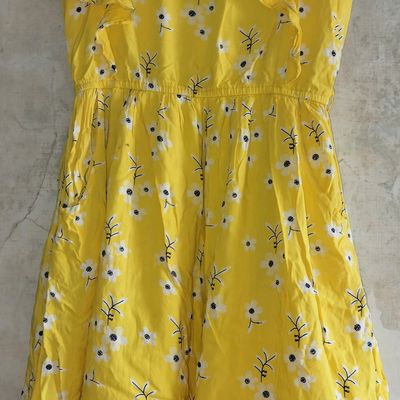 Tagold Summer Dresses for Women 2022, Fashion Women Summer Casual V-Neck  Print Short Sleeve Fold Mini Dress Yellow M - Walmart.com