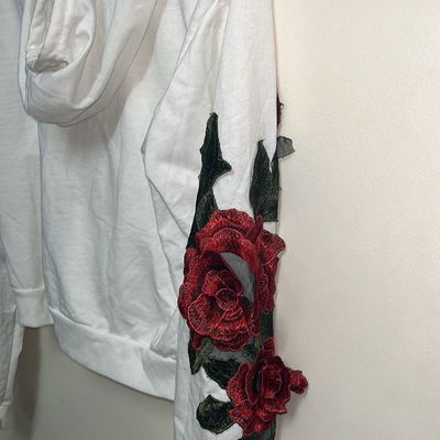 Off white embroidered clearance rose zip up hoodie