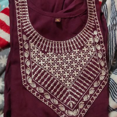 Buy ANSA Collections Women's Ethnic Wear Lucknowi Full Resham Jaal Kurti  Chikankari Kurti (Pink, X-Large) at Amazon.in