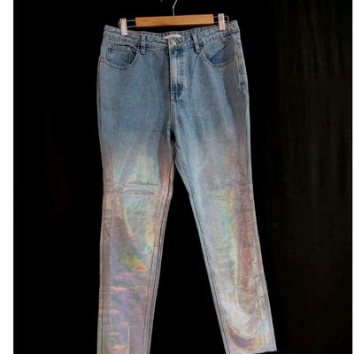 New Design Men Jeans Man paint Slim Fit Cotton Ripped Denim pants Knee  Hollow Out Light