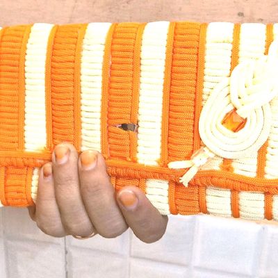 Clutches Macrame Hand clutch Orange Colour Freeup