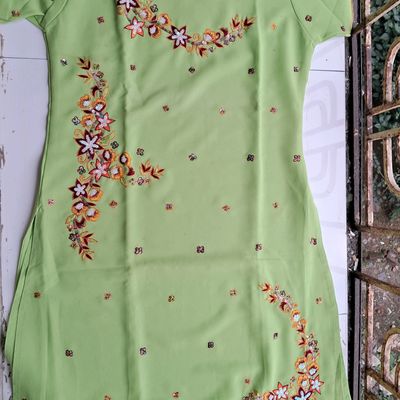 Buy Women couture Women's Rayon Cotton Short Kurti and Patiala Salwar  (Green, Large) at Amazon.in
