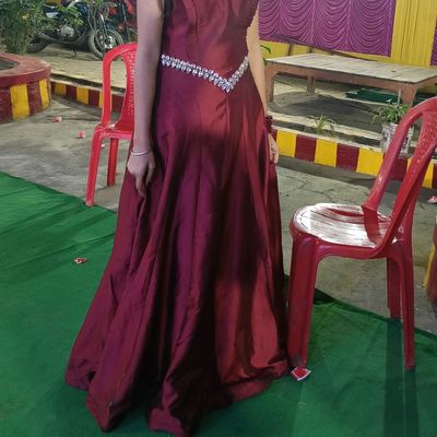 fcity.in - Elegant Maroon Partywear Gown For The Perfect Blend Of Style And