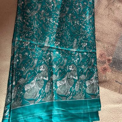 Banarasee Handwoven Semi Silk Bandhej Saree With Broad Zari Floral Bor