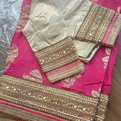 Buy RUPAL CREATION New Launching Mirror Embroidery Work Saree Design (BABY  PINK) at Amazon.in