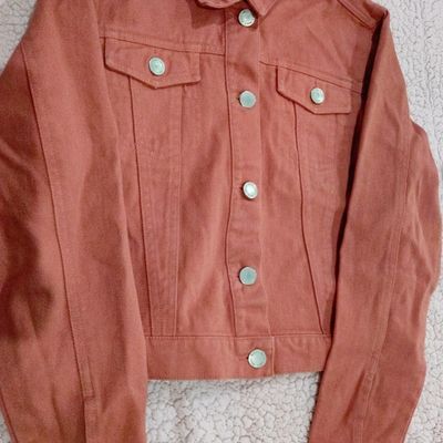 Topshop | Jackets & Coats | Topshop Cropped Burnt Orange Denim Jacket With  Frayed Hem | Poshmark