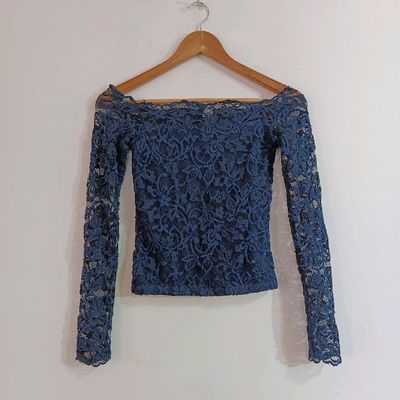 Long Sleeve Off Shoulder Lace Top