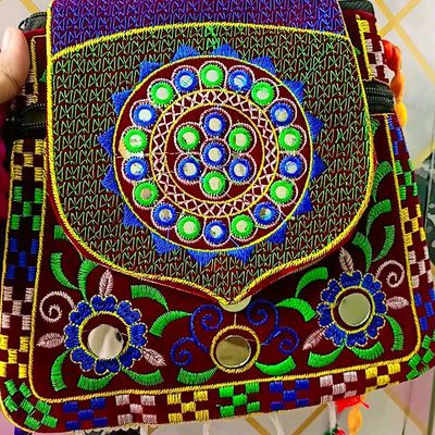 Embroidery Clutch For Women - Handmade Handbag Cotton Traditional  Beautifull Gujarati and Rajasthani Hand Bag - 25x13 Cms : Amazon.in: Fashion