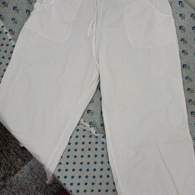 White Ankle length Harem Pants Elastic Waist Simple Chic - Temu