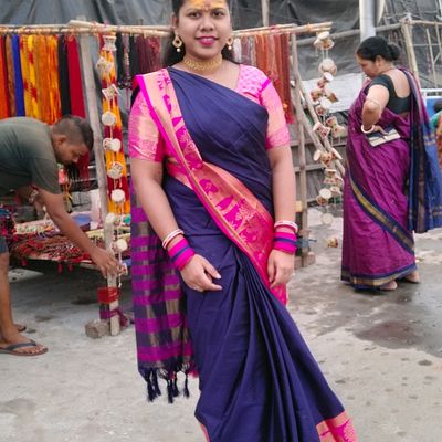 Blue Pink Partywear Patola Saree with Belt – Apparel Designer