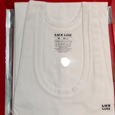 Lux Cozi Men's 100% Cotton White Vests 95 Cms (Pack of 5) - Lux