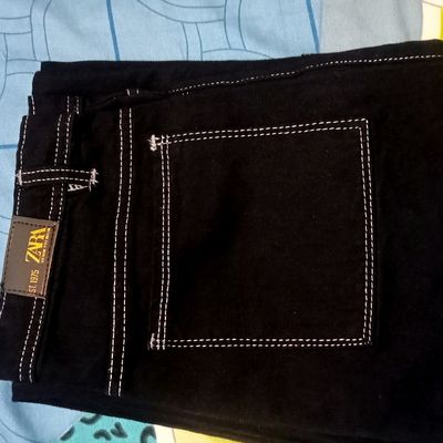 Baggy Jeans,Women's High Waist Cargo Black Jeans 6 Pocket Wide Leg Denim  Pants