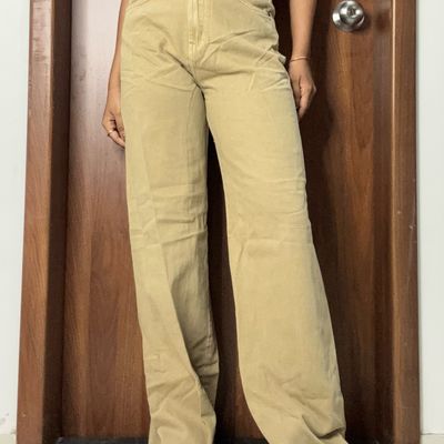 NWT Zara high waisted rise pants bloggers favorite size S Small Cream | eBay