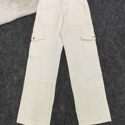 Jeans & Trousers | White Denim Cargo Pant   ..No Swap Or Coins