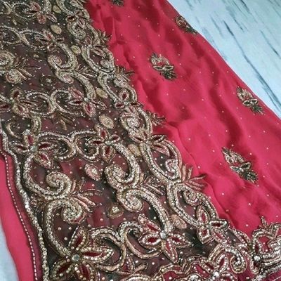 Red Heavy Embroidery Stone Work Sarees, 6 m (with blouse piece) at Rs 699  in Surat