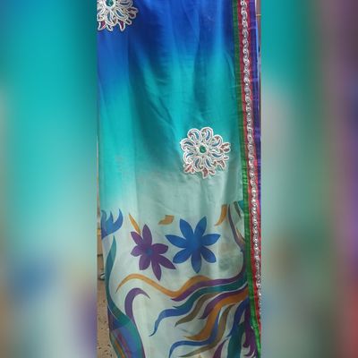 Silk Sarees : Sky blue soft lichi silk jacquard weaving work ...