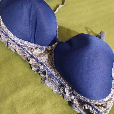Victoria's Secret Faded Denim Blue Smooth Logo Strap Lightly Lined Non  Wired T-Shirt Bra