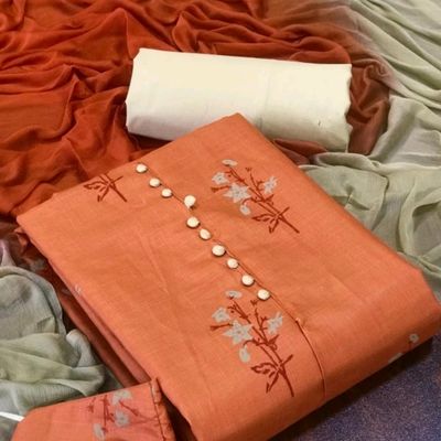 Buy Light Green Hand Work Chanderi Silk Dress Material Online