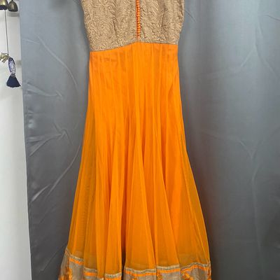 Ethnic Gowns  Orange Festive Dress , From Kalyan Silks , Flare D