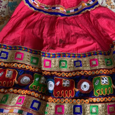 NUPUR GIRL'S Lehenga Choli,Heavy embroidered with mirror work and pom pom  chaniya choli,Garba Chaniya Choli,Gujarati Chaniya (22) : Amazon.in: Fashion