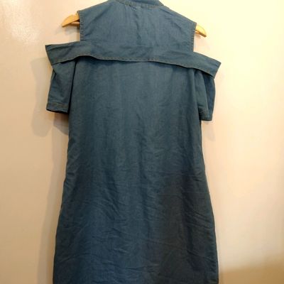 Sienna Plus Size Sleeveless Denim Dress | IRIS BLUE