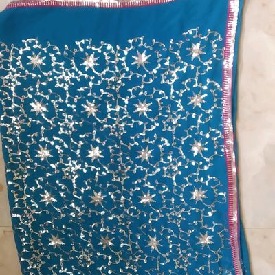 Light Purple Tikli Work Net Saree