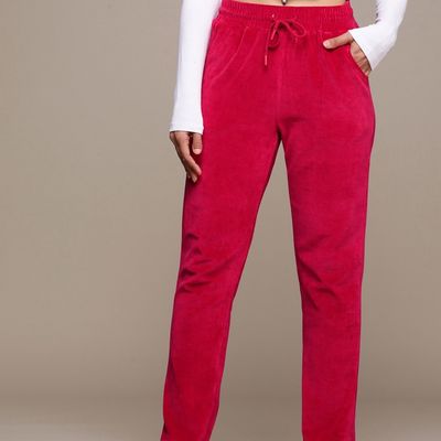 BEBE velour track pants in maroon, pink, & black with rhinestone logo sizes  s, m | Bebe, Fashion, Maroon