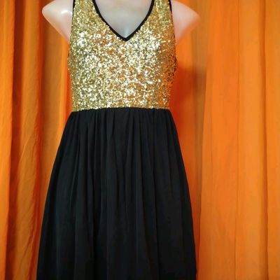 KUKU HUB Women Gown Black, Gold Dress - Buy KUKU HUB Women Gown Black, Gold  Dress Online at Best Prices in India | Flipkart.com