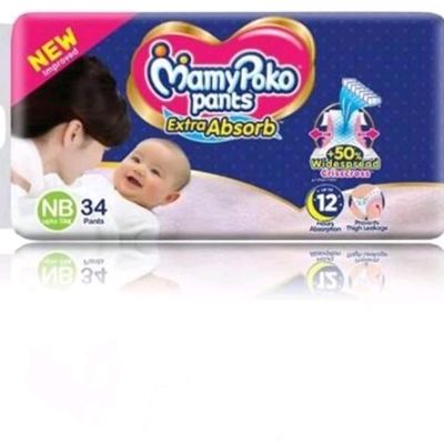 MamyPoko Pants Extra Absorb Baby Diapers, NB 34 Pieces - New Born - Buy 34 MamyPoko  Pant Diapers | Flipkart.com