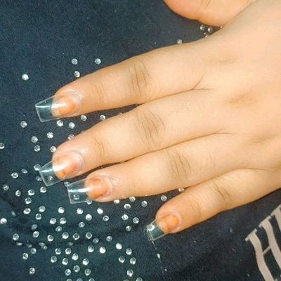 Amazon.com: Press On Short Nails - Made by Soft Gel Light Weight & Fit  Perfectly, BTArtbox Netural Square Fake Nails with Glue, Reusable Semi- Transparent Stick On Nails in 15 Sizes - 30